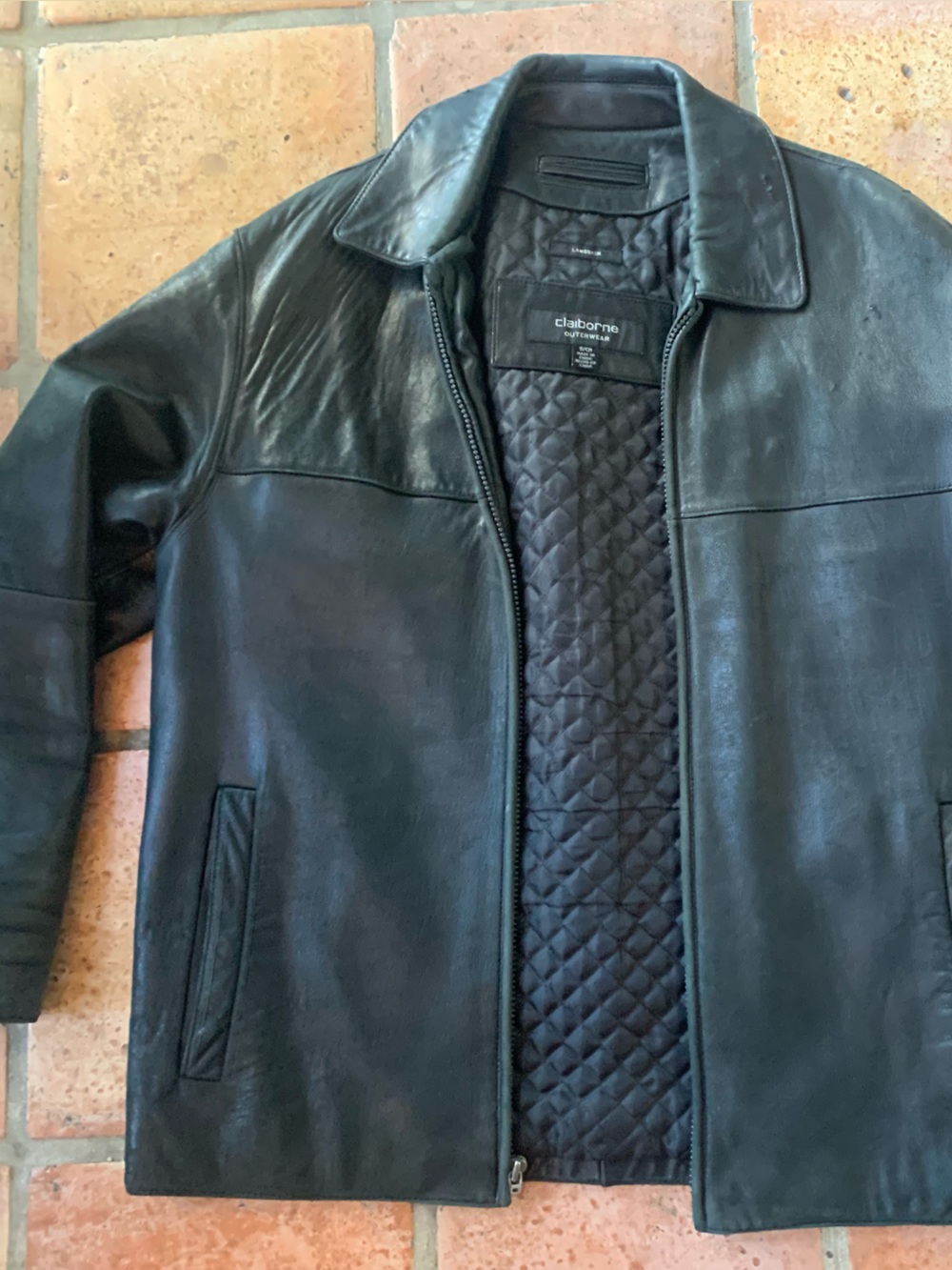Claiborne Black Leather Bomber Jacket